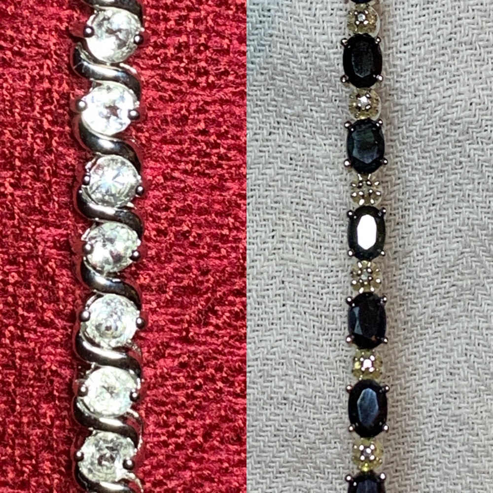 White topaz & Sapphire tennis bracelets in SS.